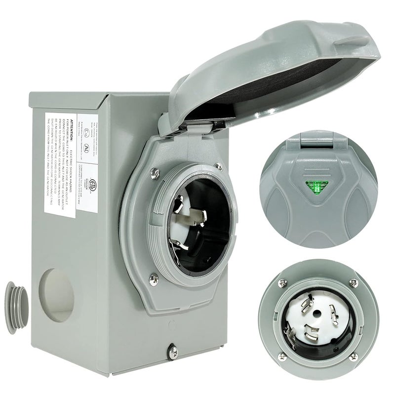 Miady 50 Amp Generator Power Inlet Box, SS2-50P, 125/250 Volt, For Generators Up to 12,500 Watts, Pre-drilling Knockouts, Weatherproof, ETL Listed - Image 1